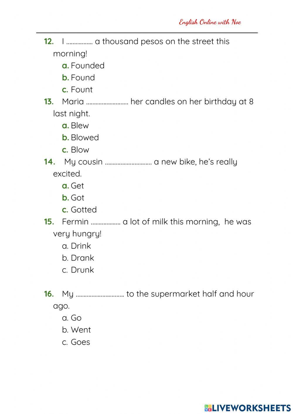 Irregular verbs in the Simple Past