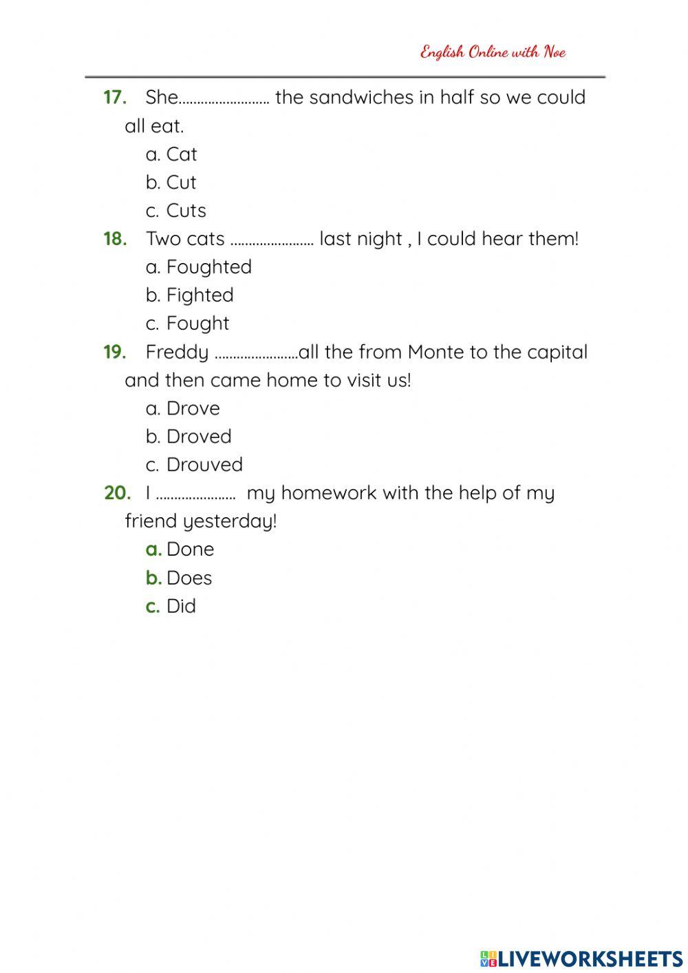 Irregular verbs in the Simple Past