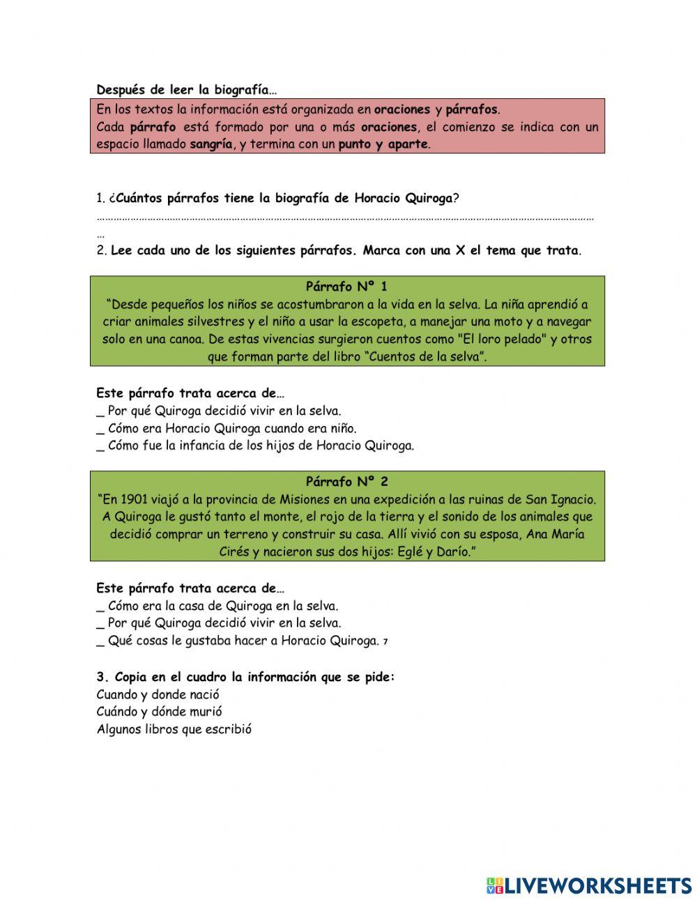 Biografía horacio quiroga