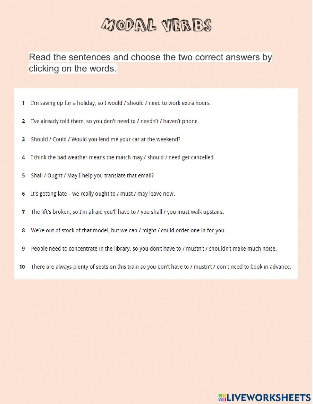 Modal vebrs -expert first unit 7