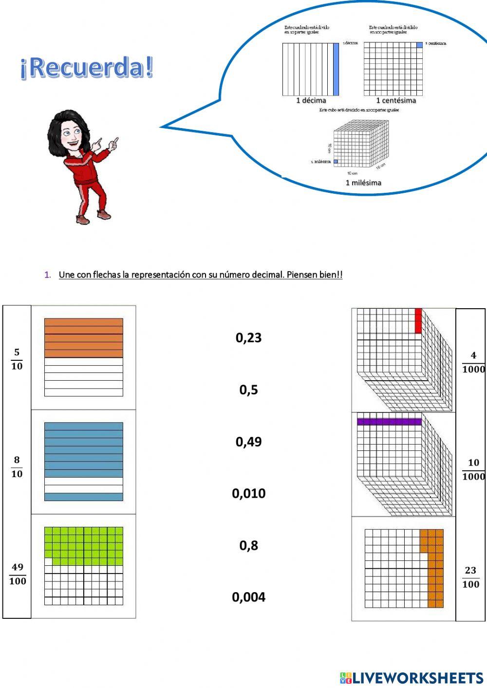 Fracciones decimales y numeros decimales