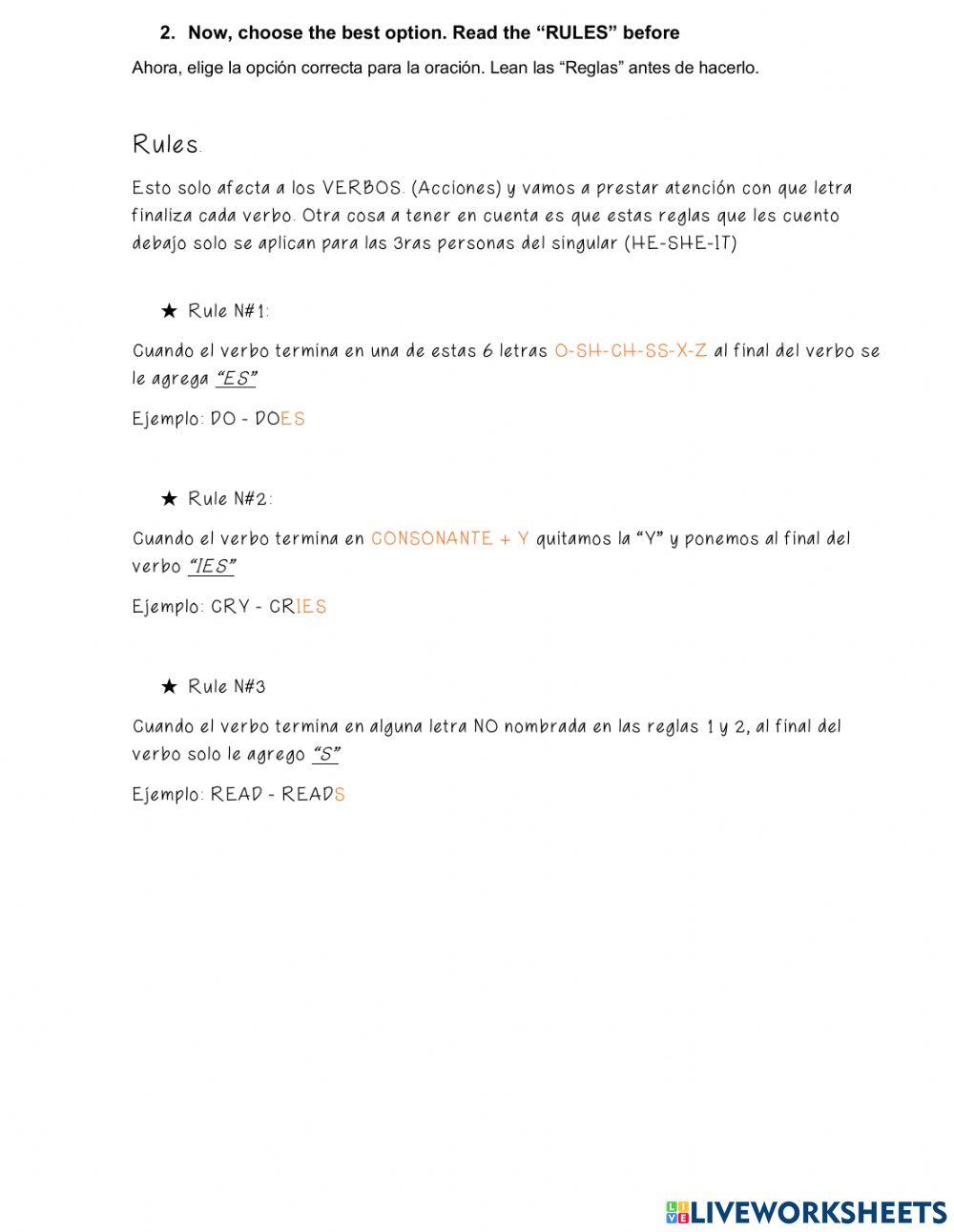 Present simple positive and negative worksheet | Live Worksheets