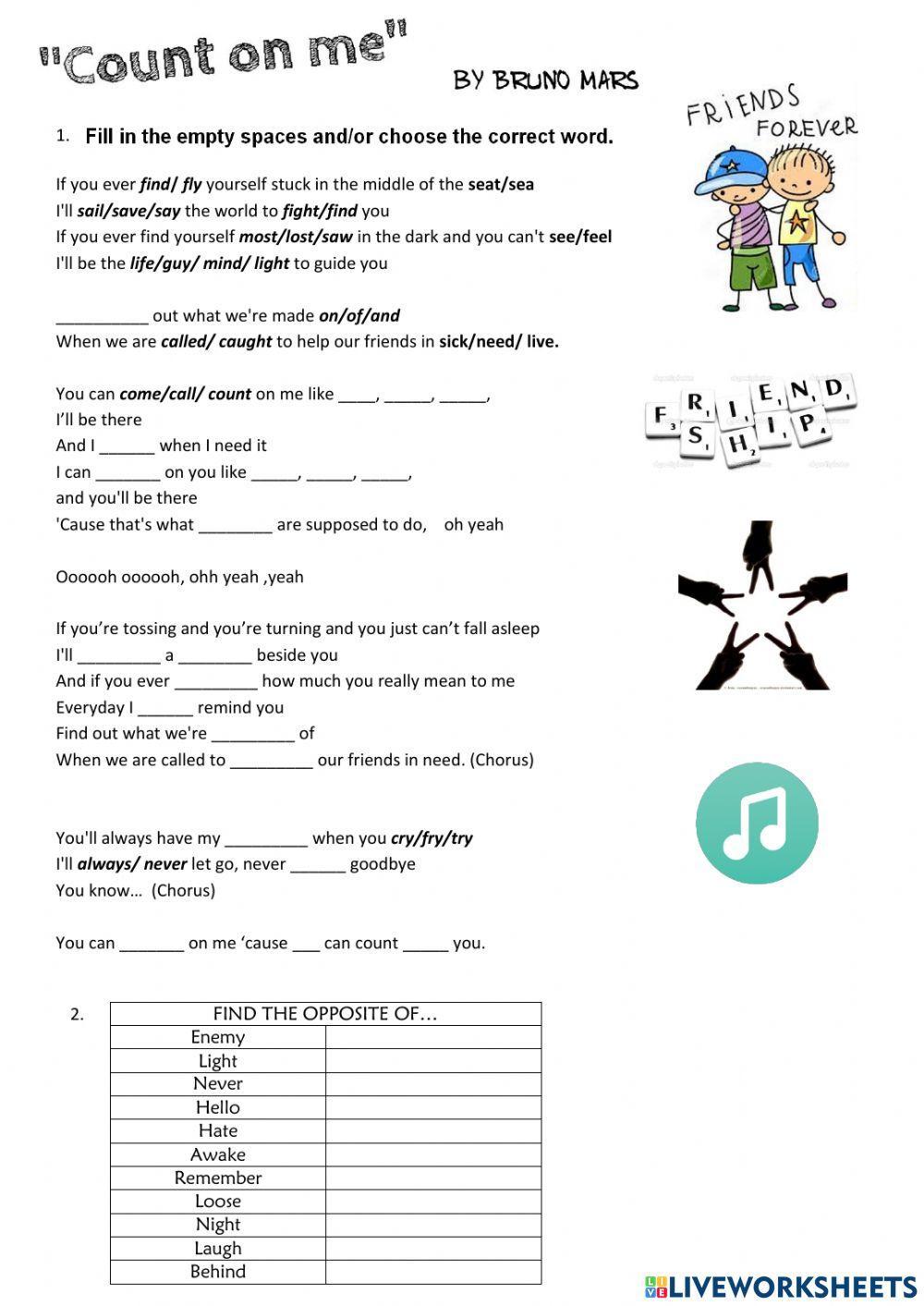 Bruno Mars - Count on me Lyrics