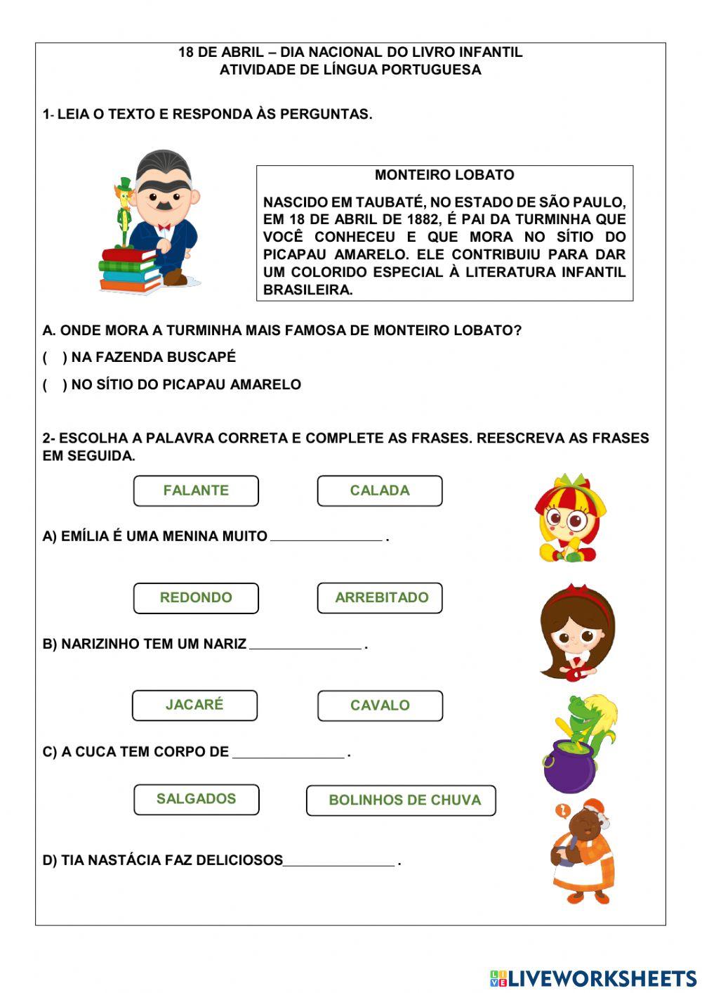 18 de abril – dia nacional do livro infantil