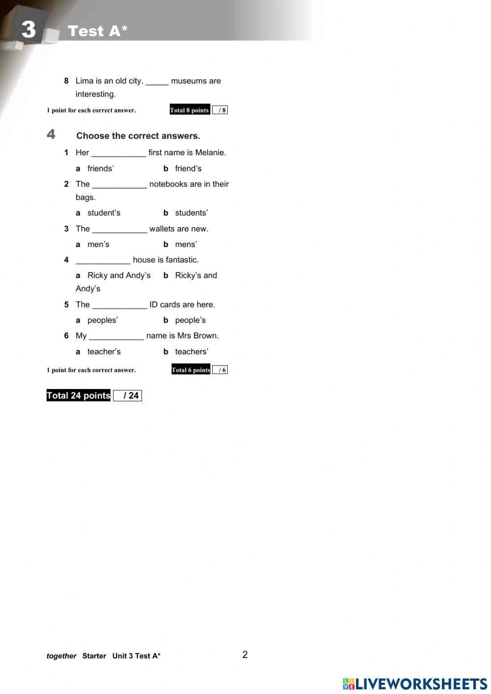 English test - 2nd year