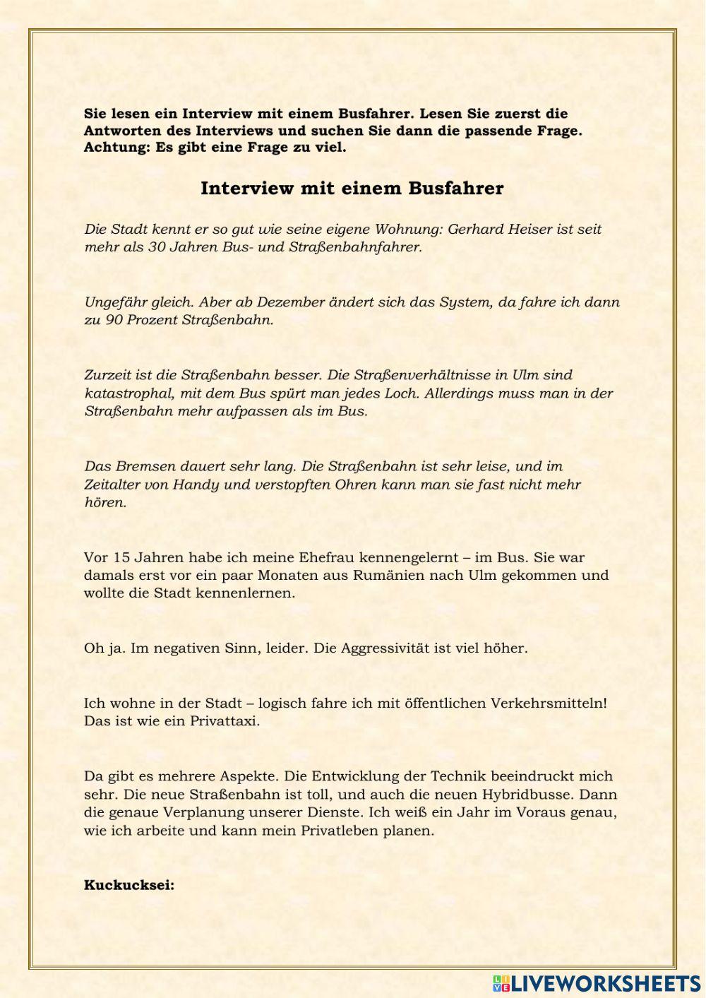 Interview mit einem Busfahrer (2020 október közép)