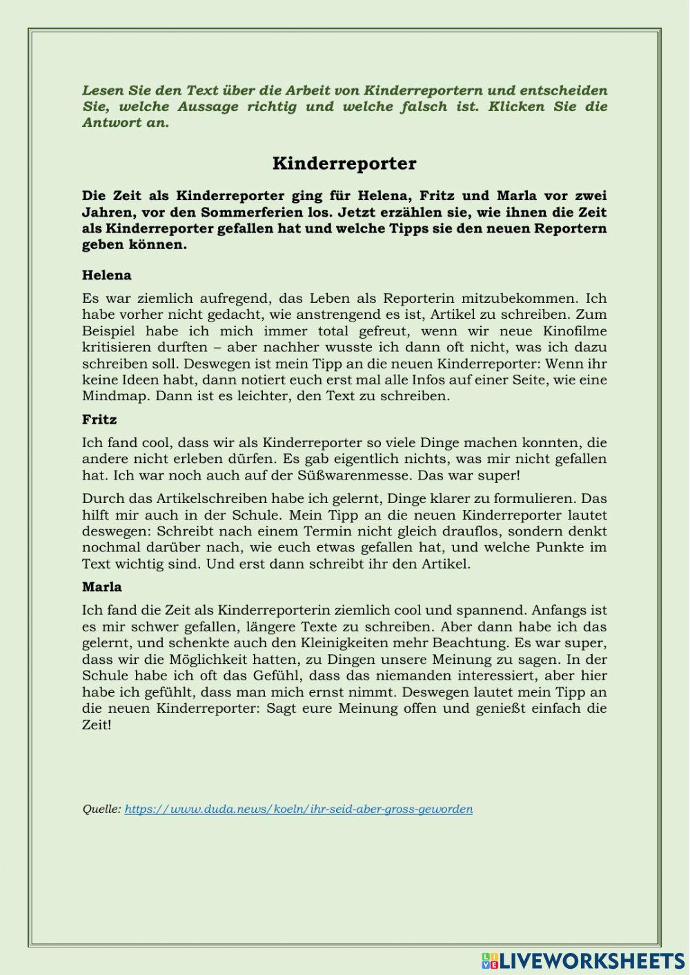 Kinderreporter (2020 október közép)