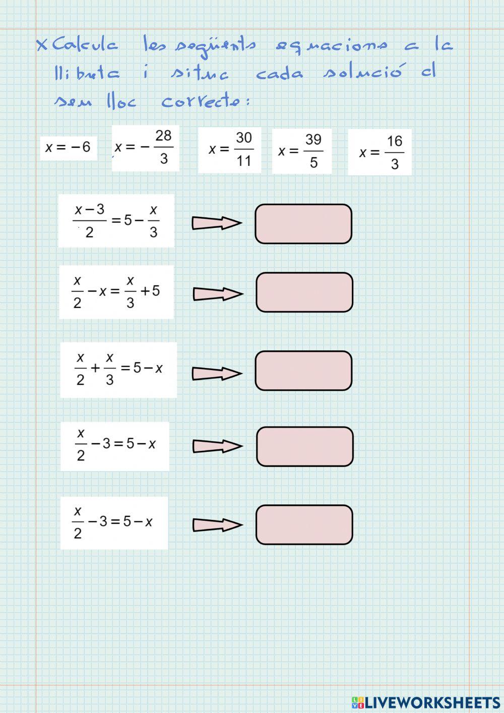 Ecuacions amb denominadors