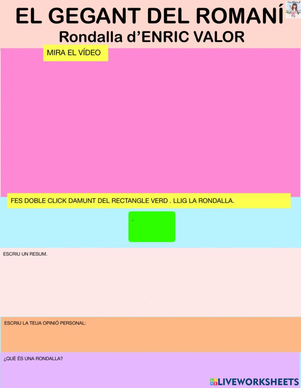 Rondalla valenciana d’Enric Valor: El gegant del romaní