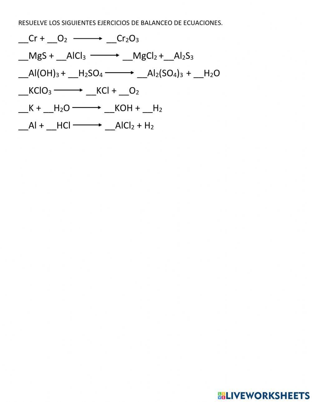 BALANCEO DE ECUACIONES