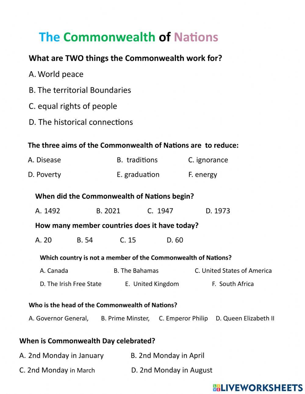 Quiz: Commonwealth of Nations