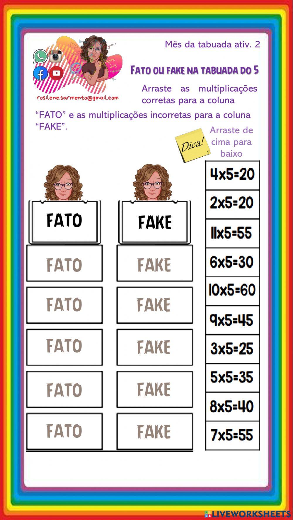 Fato ou Fake da Multiplicação