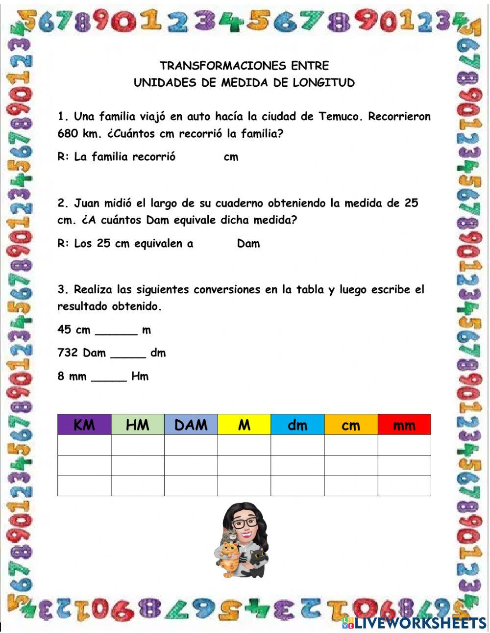 Transformaciones entre unidades de medida de longitud