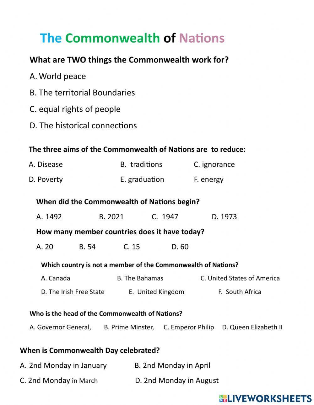 Quiz: Commonwealth of Nations