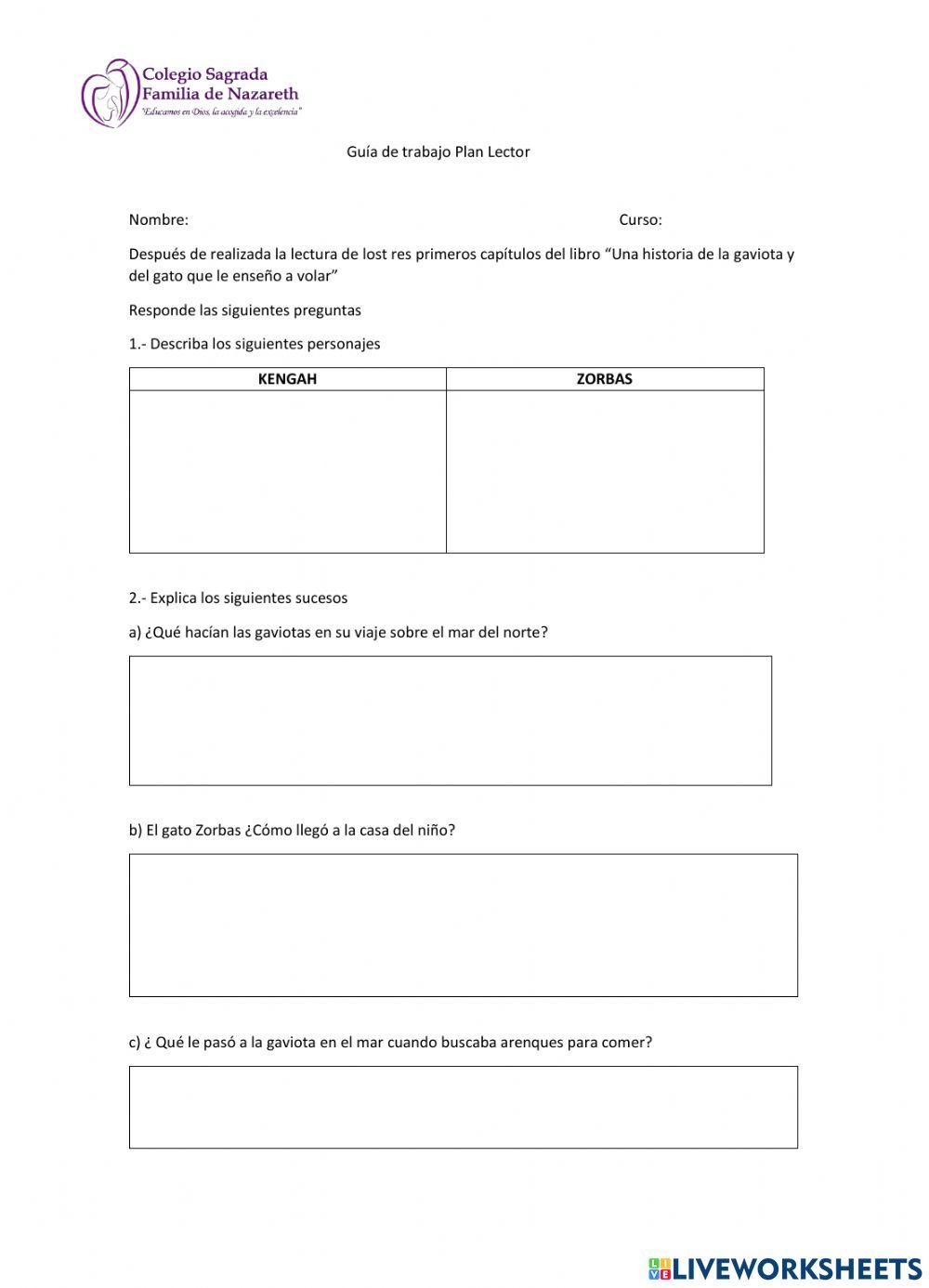Plan lector -Una historia de la gaviota y del gato que le enseño a volar-