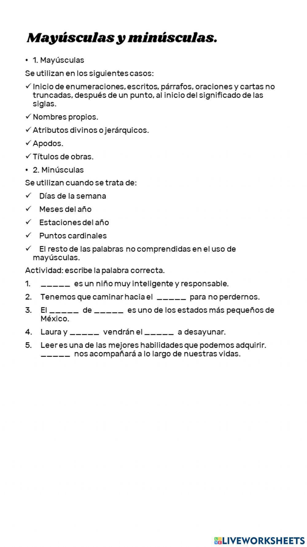 Mayúsculas y minúsculas.