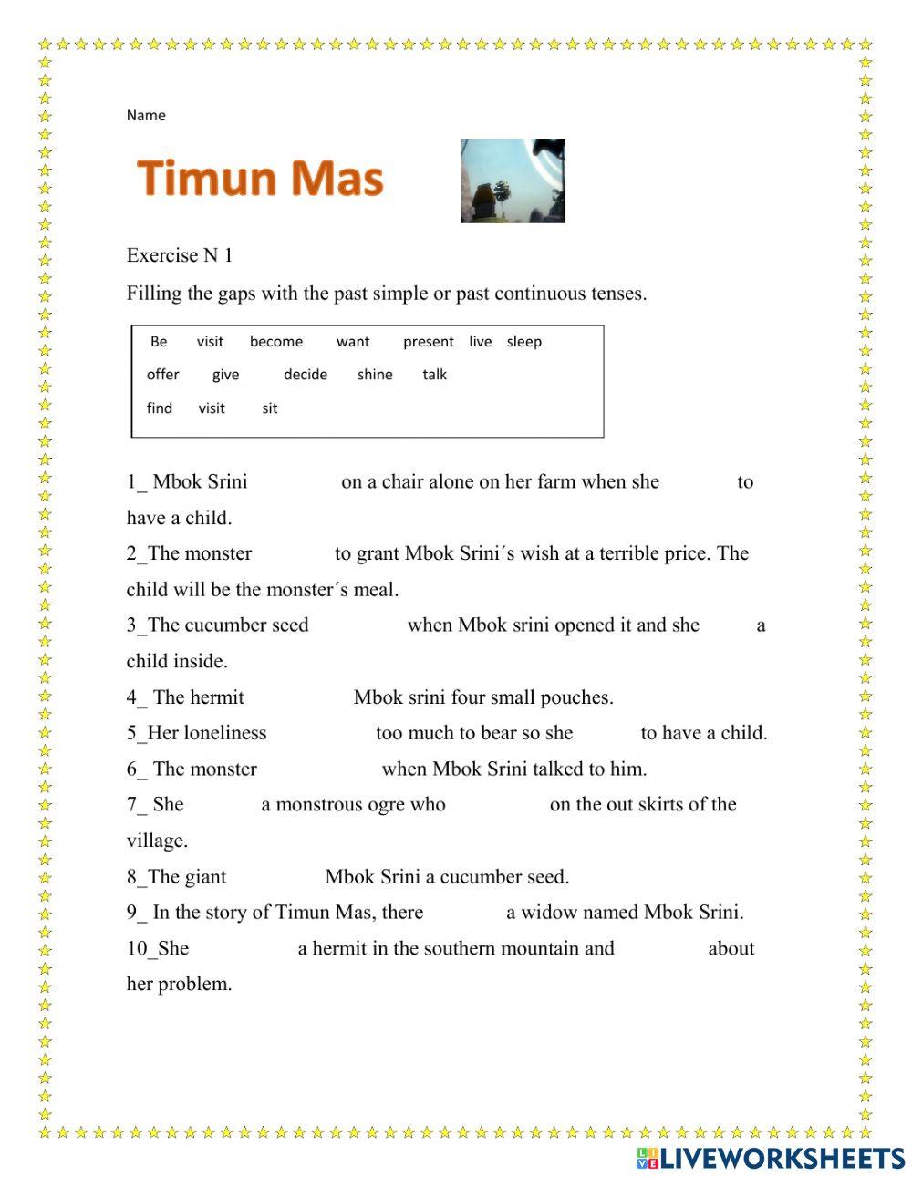 Timun Mas worksheet