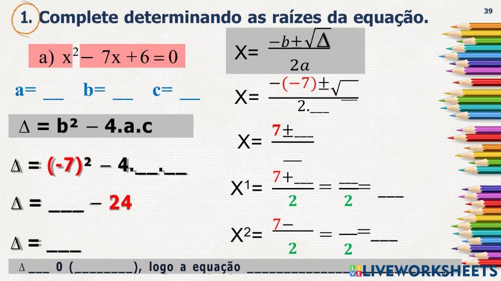 Resoluçao de equação do 2º grau completa