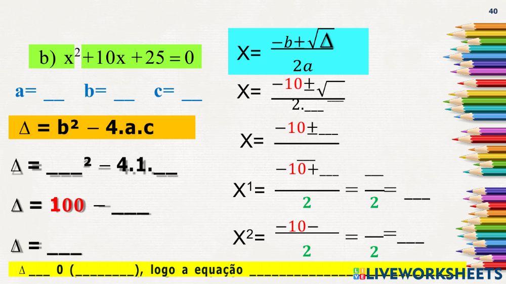 Resoluçao de equação do 2º grau completa