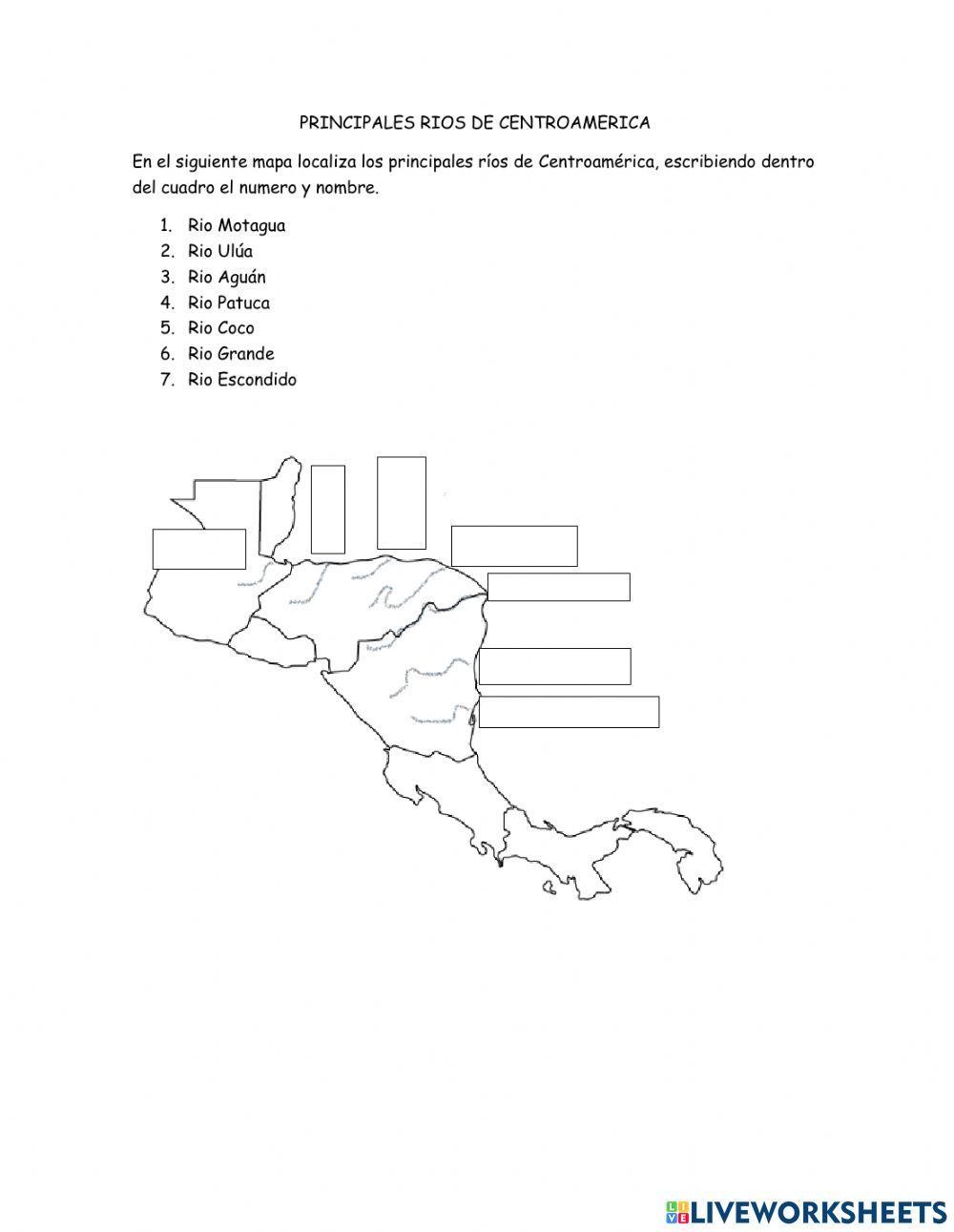 Principales rios de CENTRO AMERICA
