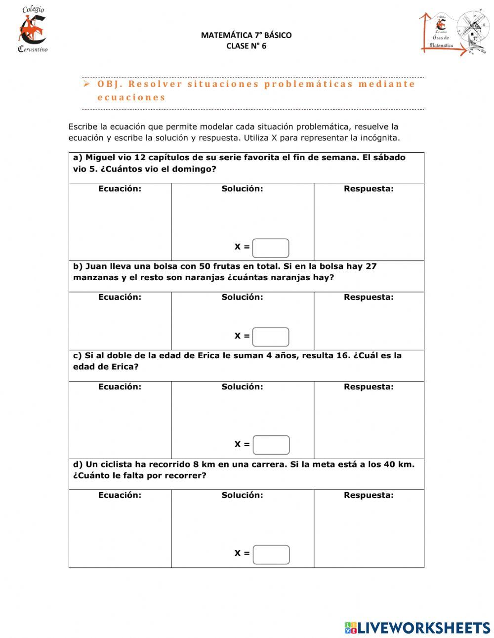 Solución de problemas mediante ecuaciones