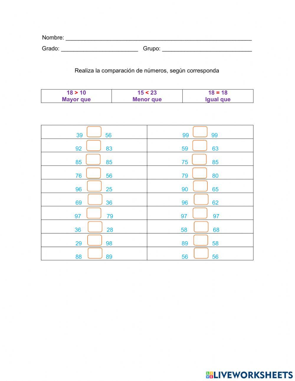Comparación de números
