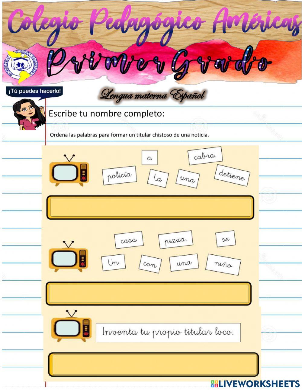 Examen español primero