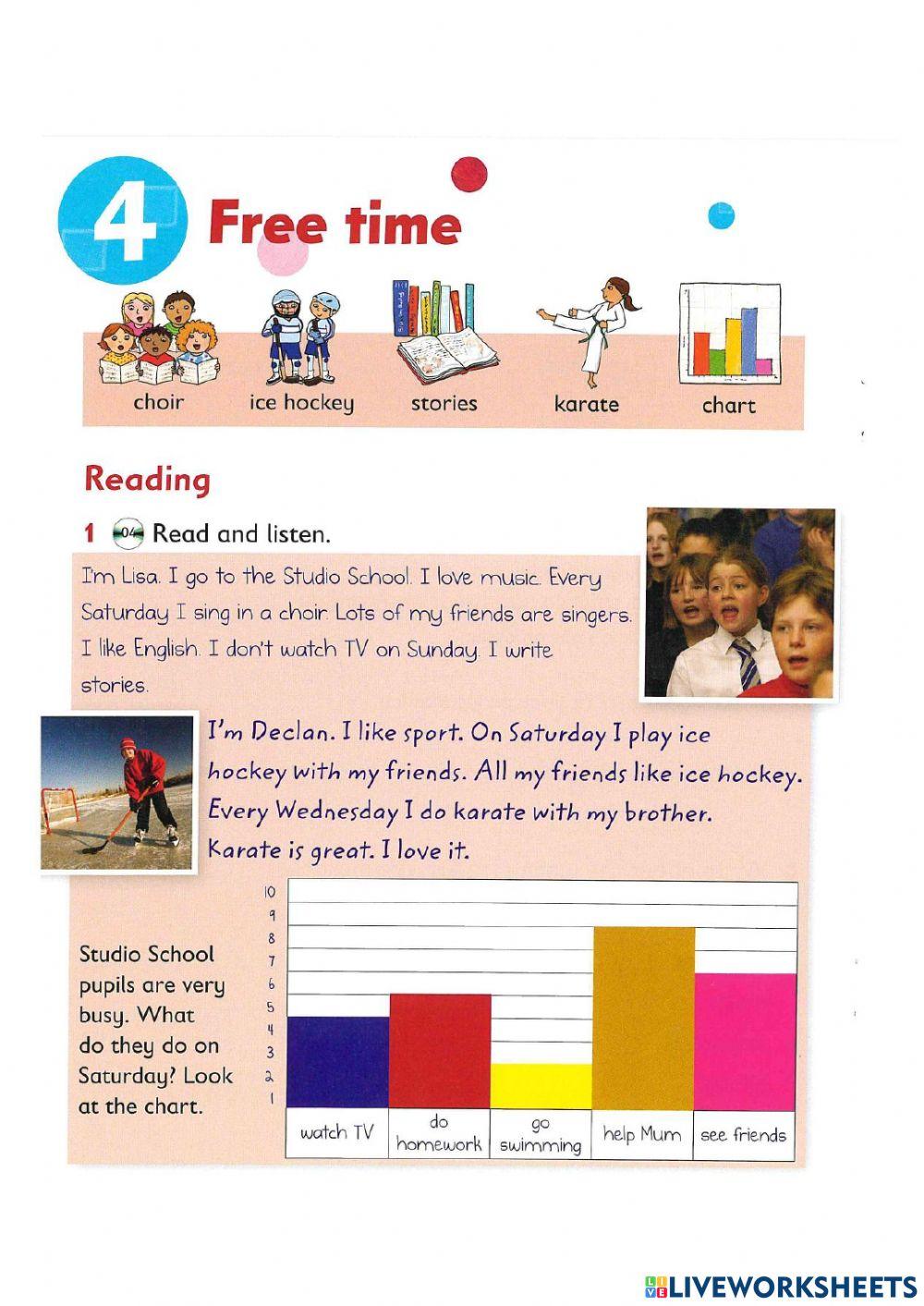 Reading and writing - Free time worksheet | Live Worksheets