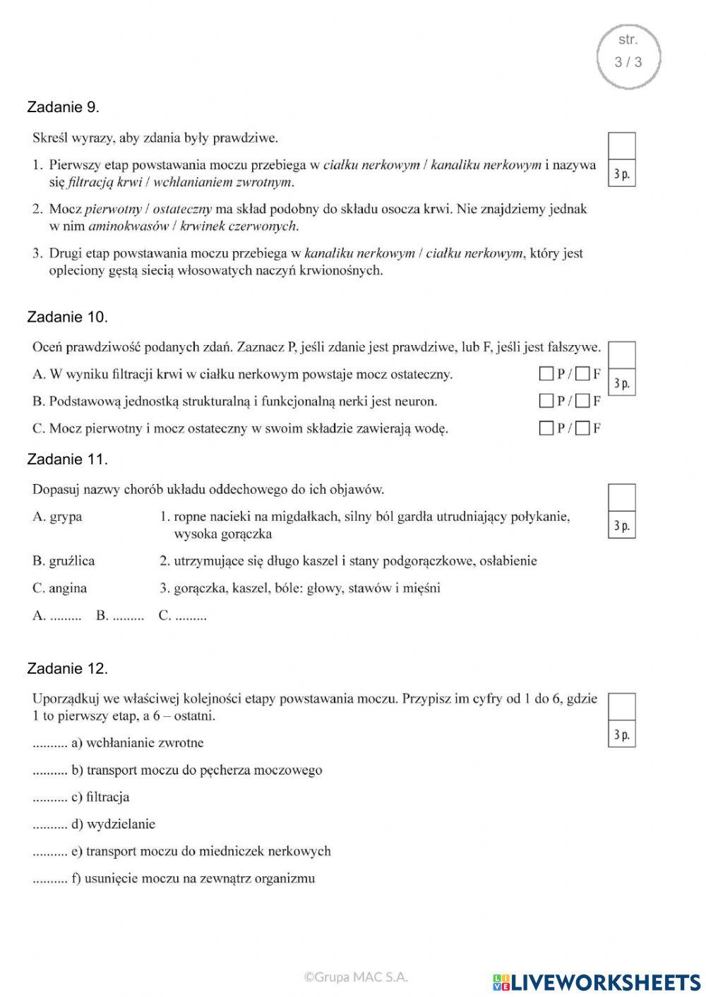 Układ oddechowy i wydalniczy