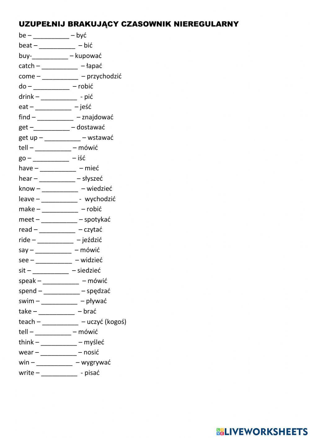Irregular verbs