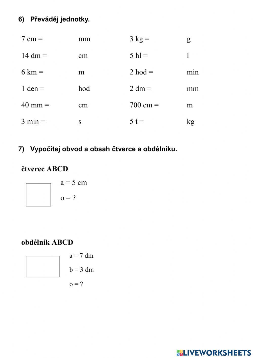 Matematika opakování
