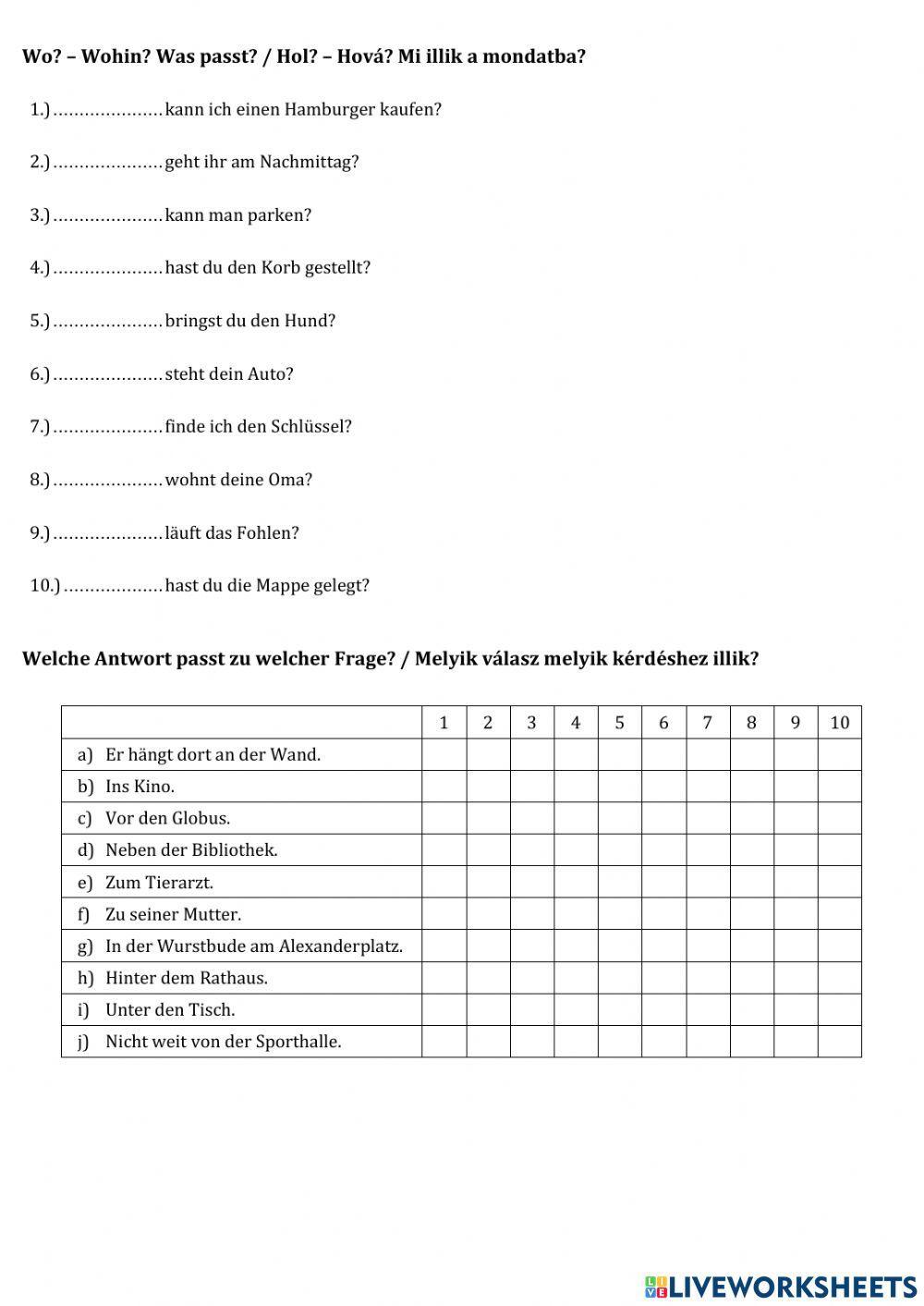 Wo? - Wohin?