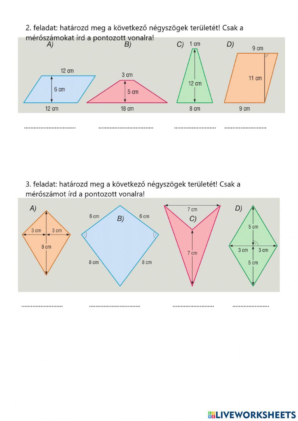 Négyszögek területe