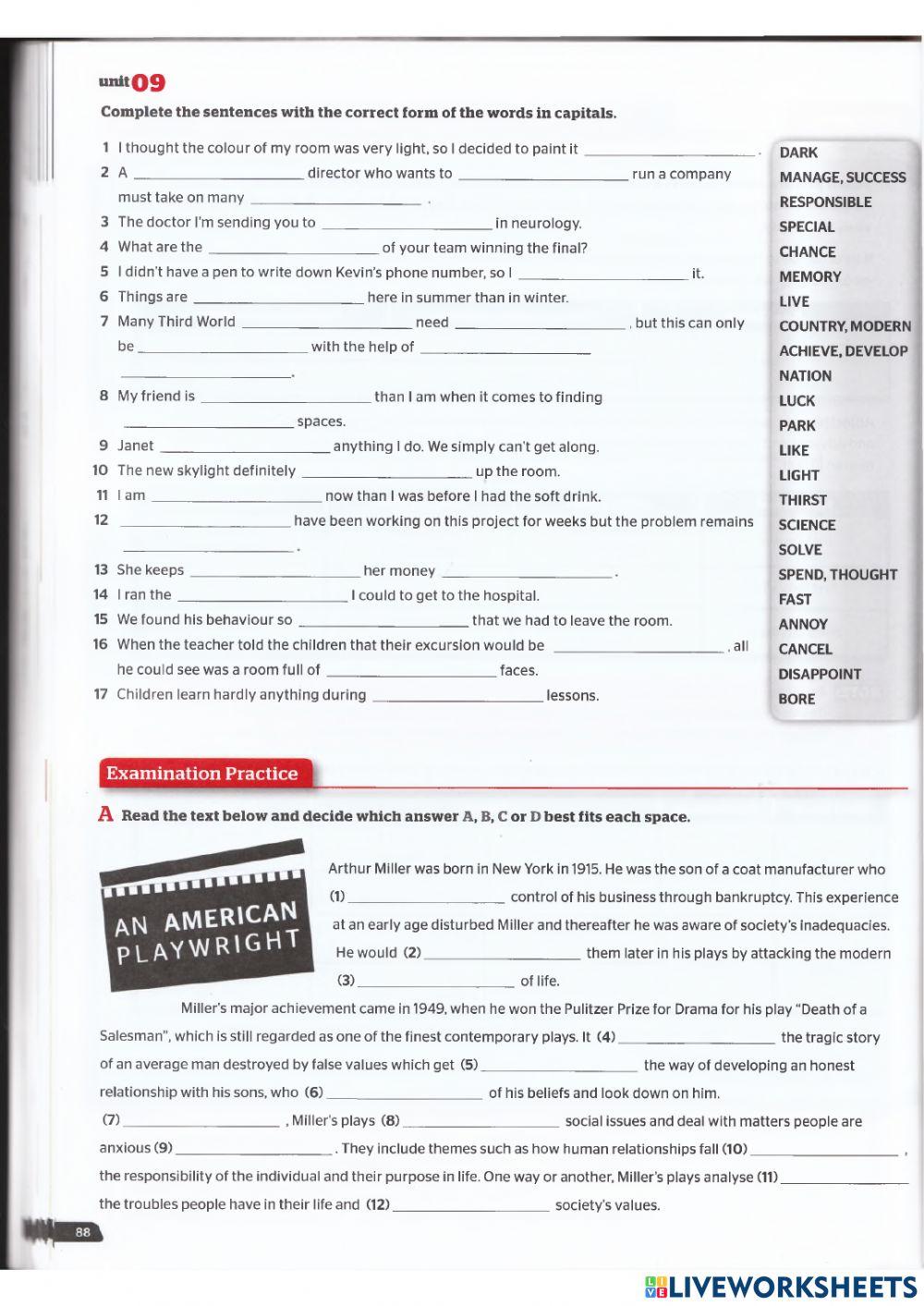 Use of English B2 - Unit 9