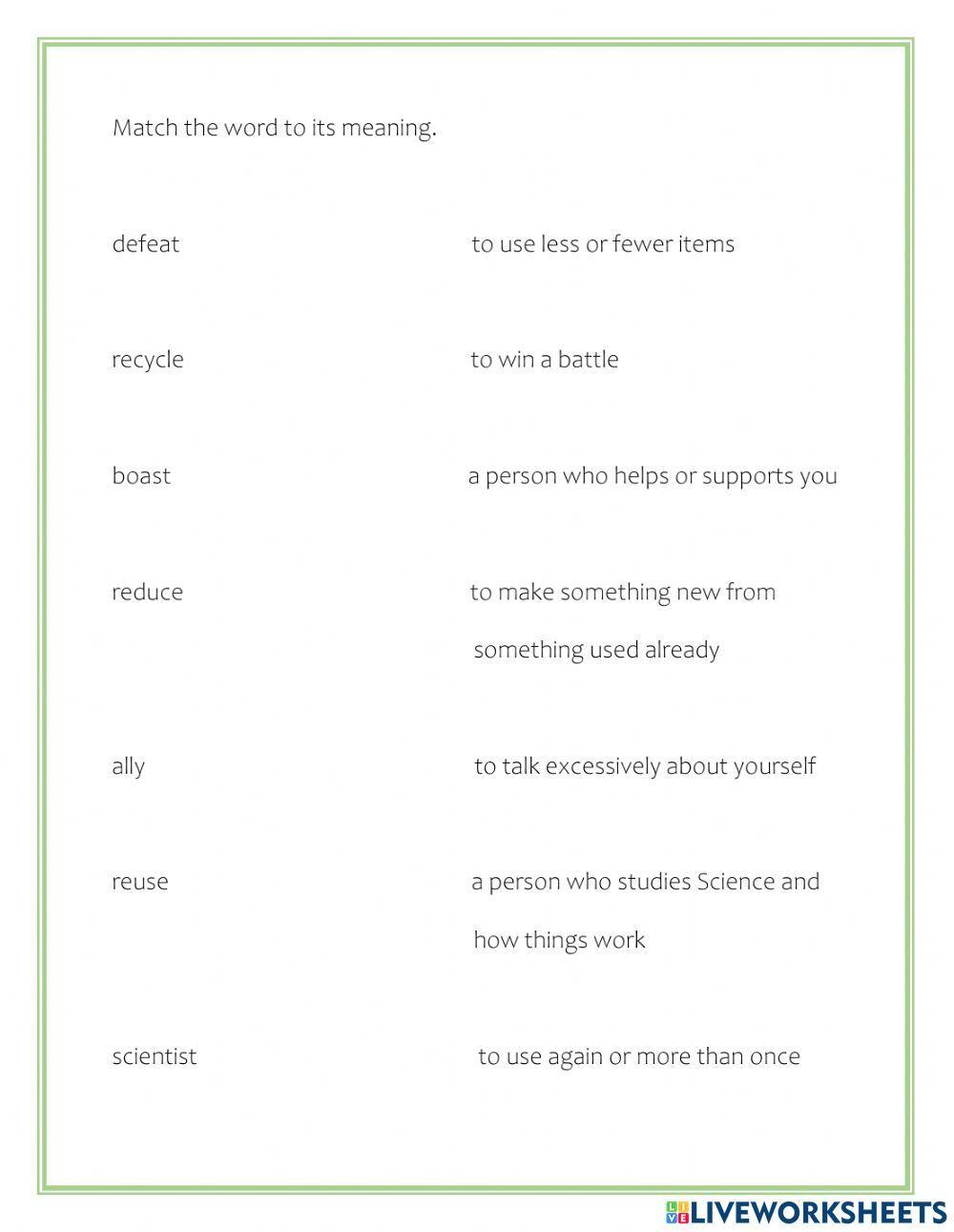 Phonics and Vocabulary April 16th Test
