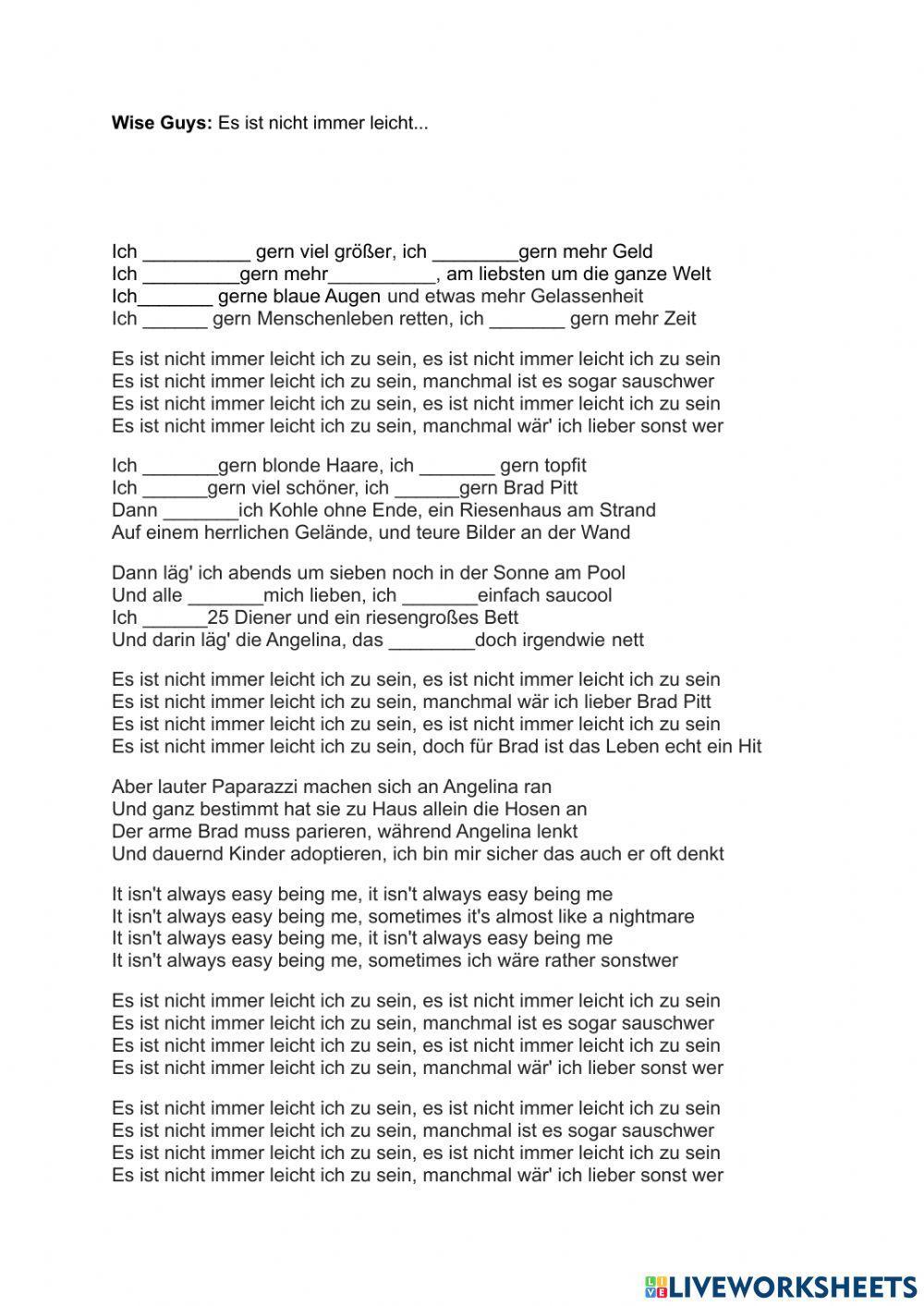 Deutsch mit Musik, Es ist nicht immer leicht