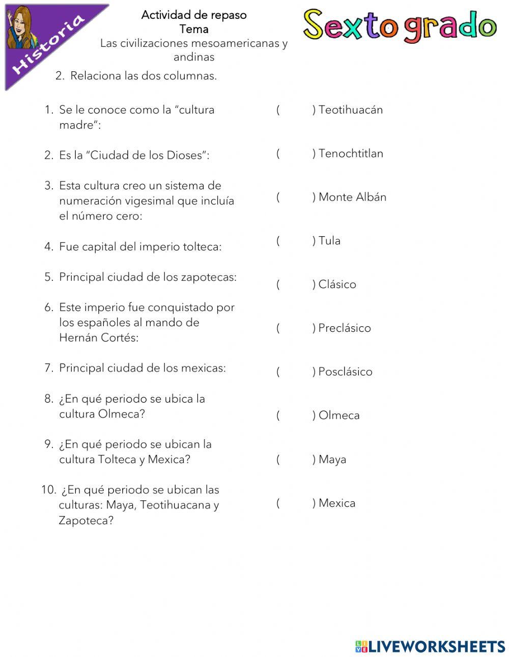 Civilizaciones mesoamericanas y andinas