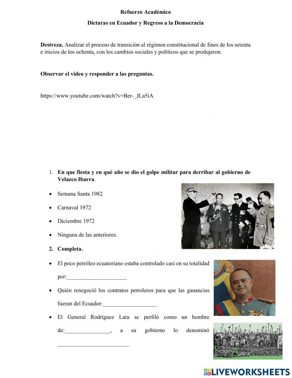 Militarismo en el Ecuador y el Retorno a la democracia.