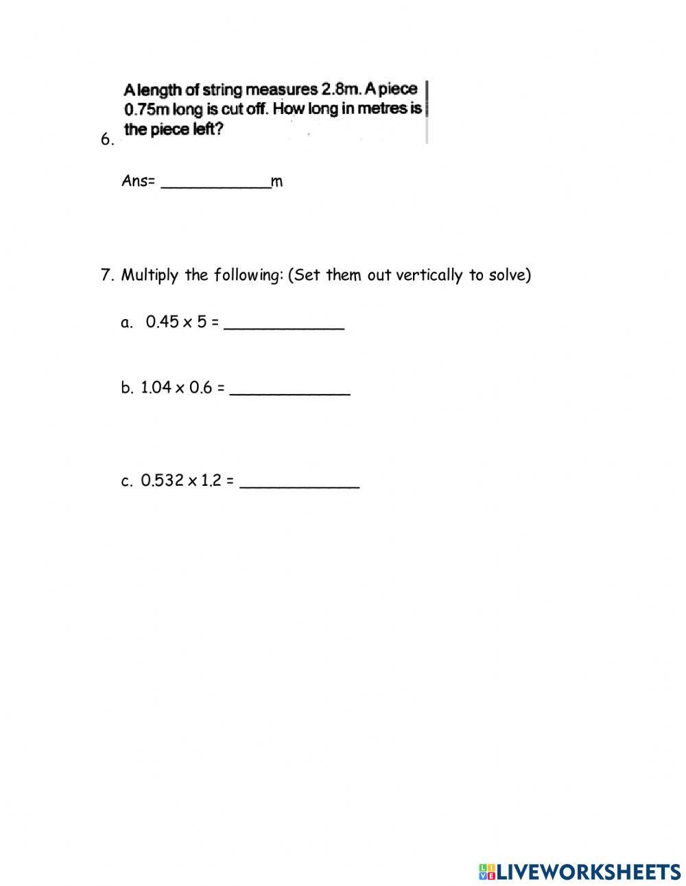 Decimal & Fractions Review 2