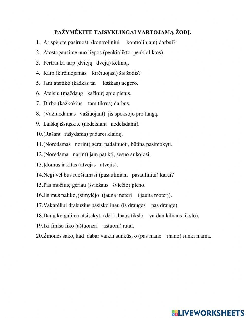 Žodžių vartojimas