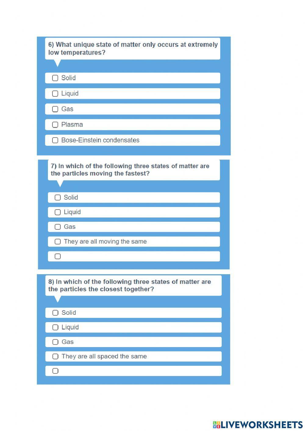 Solids, Liquids, and Gases