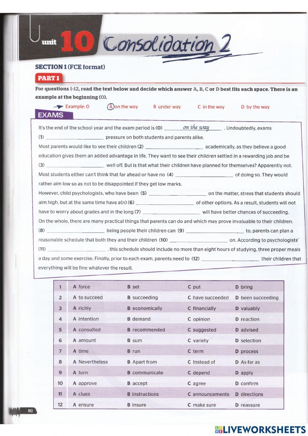 Use of English B2 - Units 10 and 11