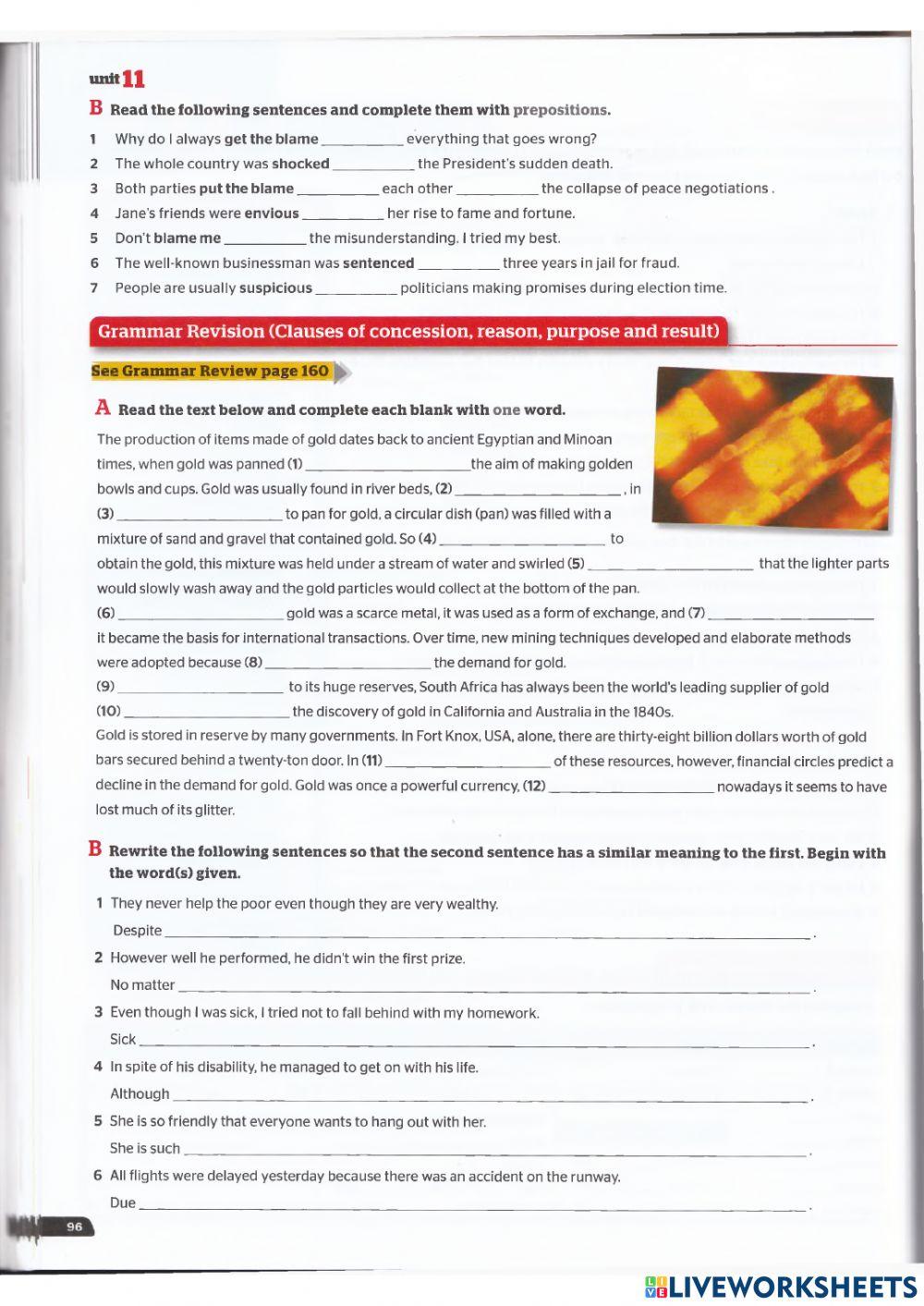 Use of English B2 - Units 10 and 11