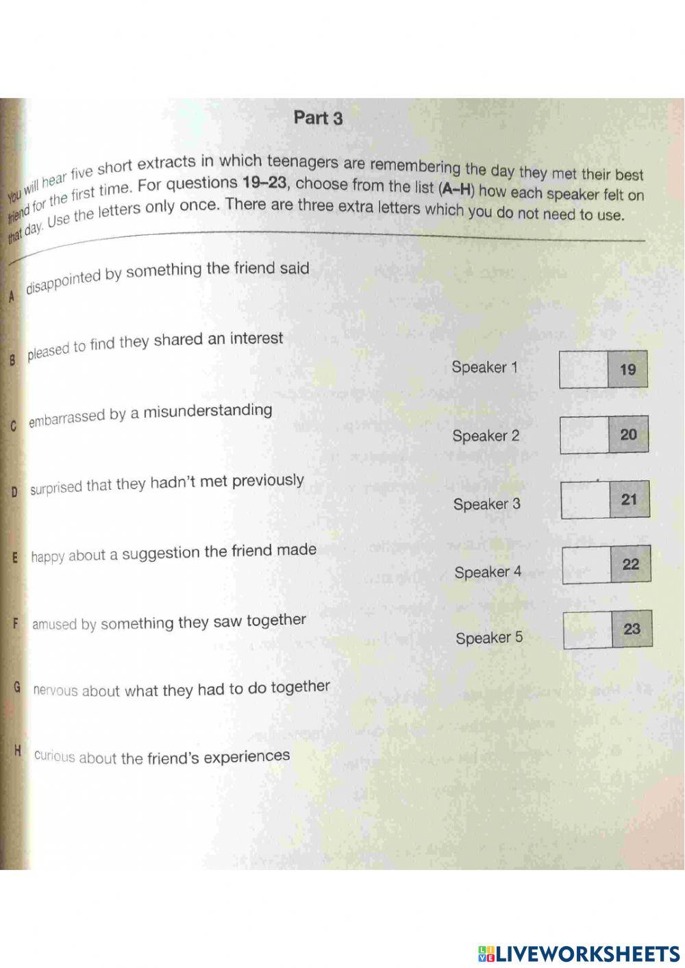 First for Schools 3 - Practice Test 4 - LISTENING