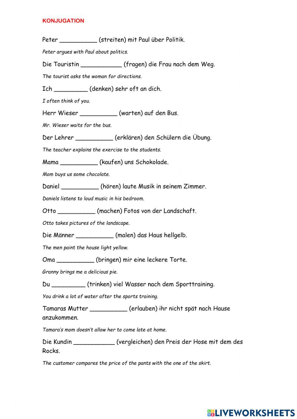 DEUTSCH 1 - A1 - de-eng - KONJUGATION - regelmäßige Verben