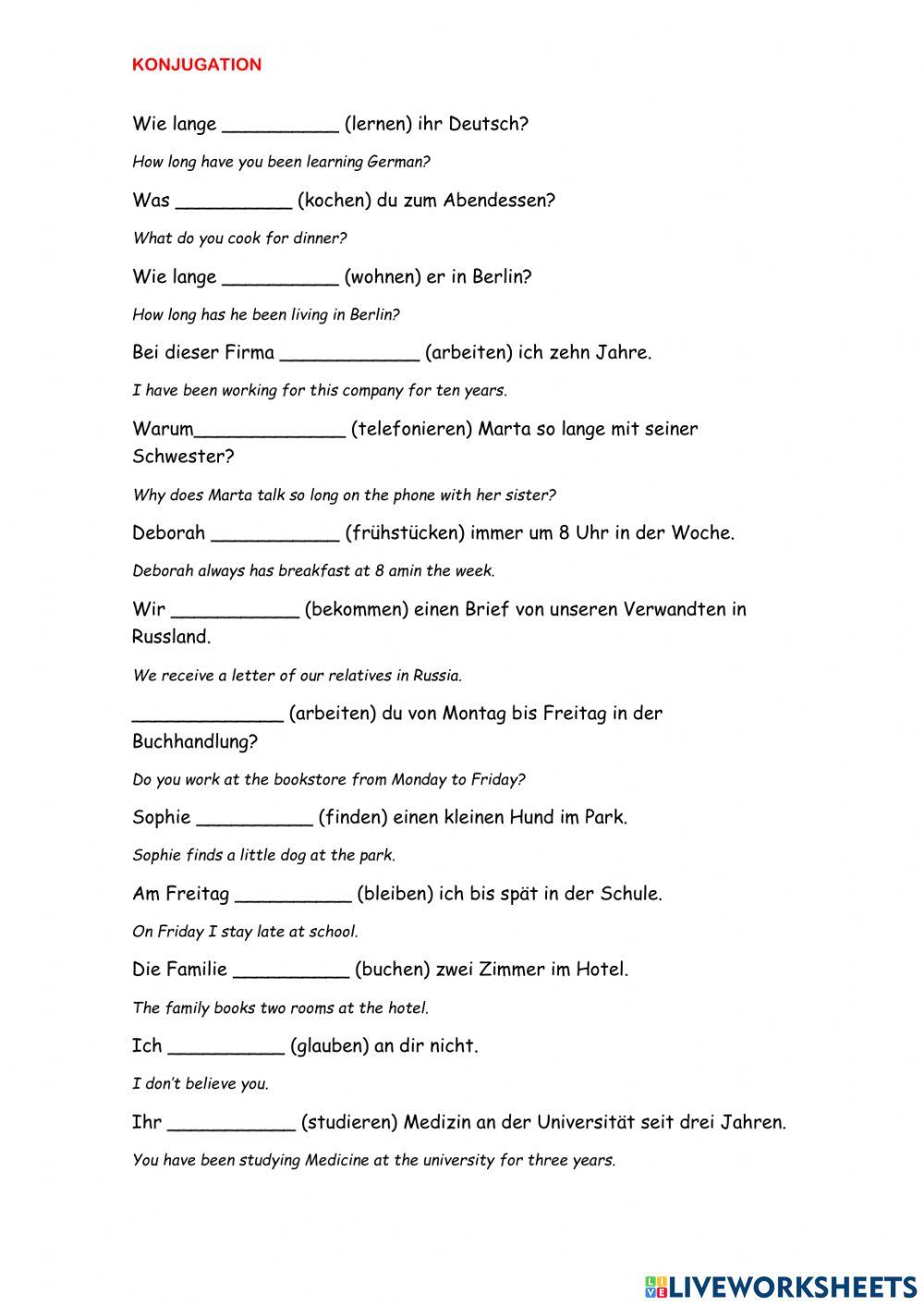 DEUTSCH 1 - A1 - de-eng - KONJUGATION - regelmäßige Verben