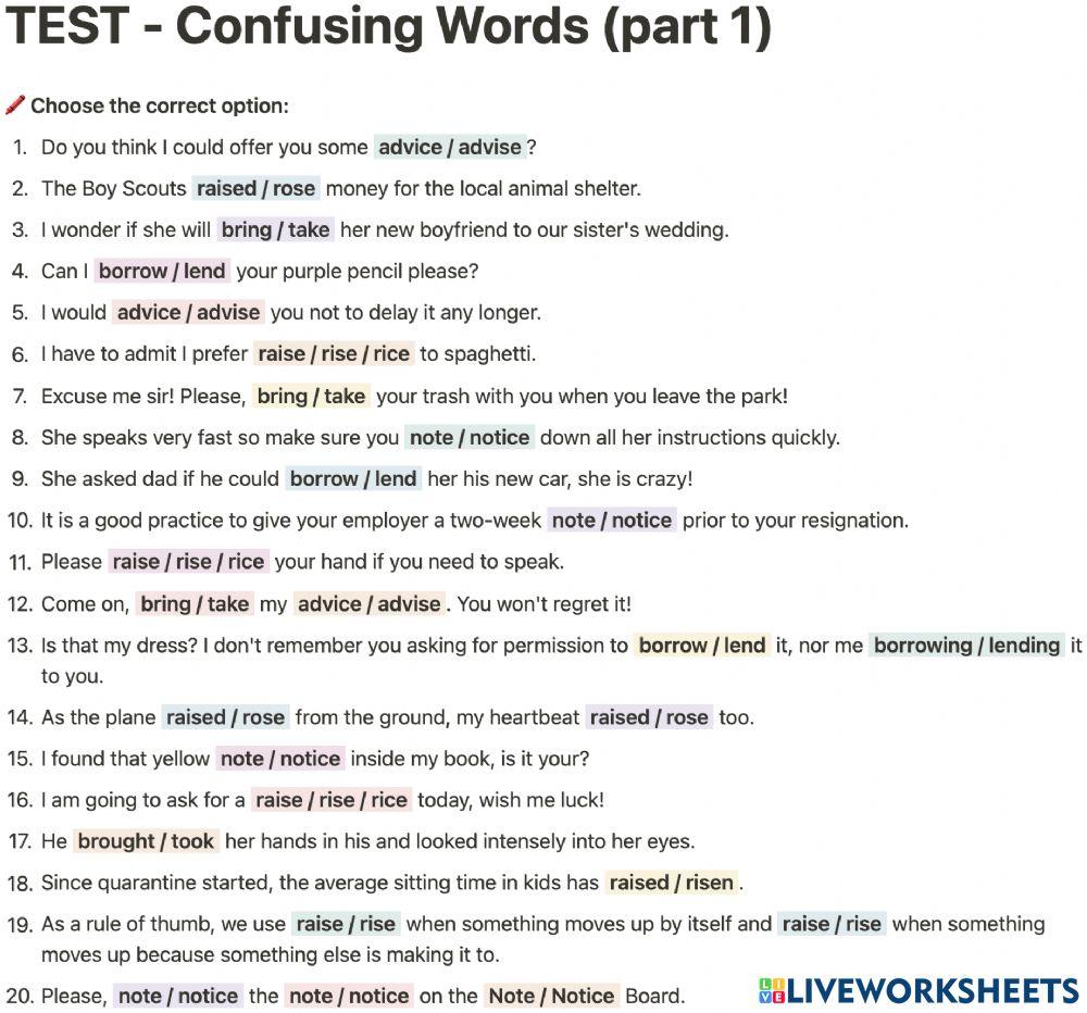 Confusing Words (part 1)