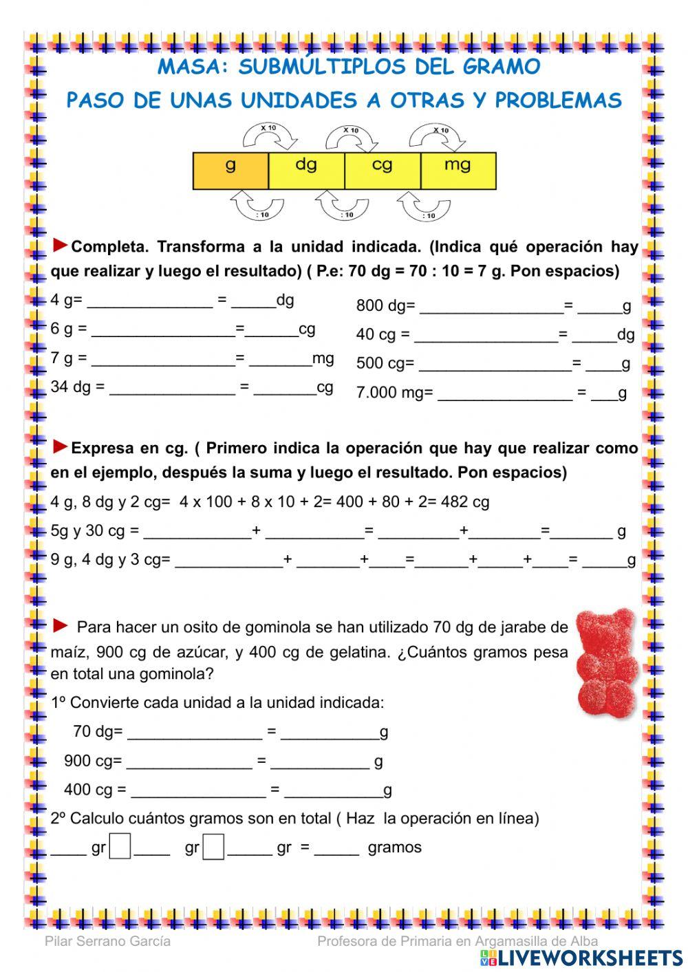 Unidades de masa submúltiplos