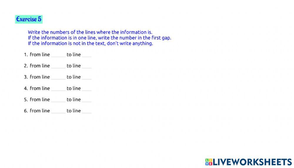 Page 82, exercises 3 - 5 worksheet | Live Worksheets