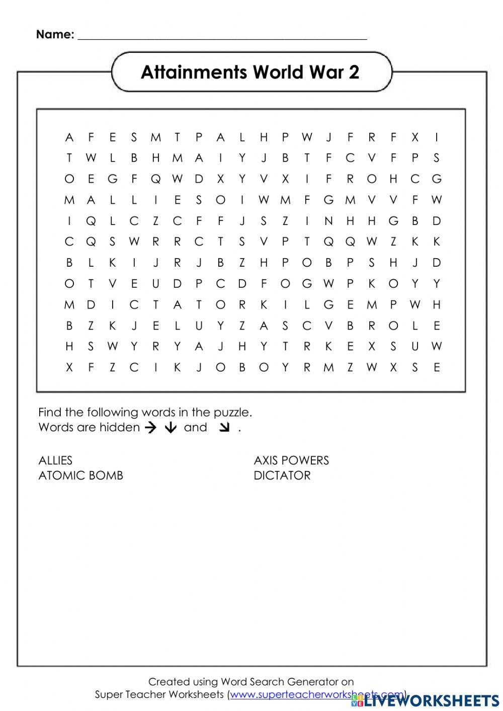 WW2 Vocab Word Serach